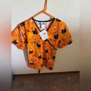 Scrubs Vibrant Orange Halloween Top